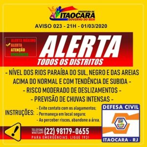 Alerta de Chuvas - Defesa Civil de Itaocara