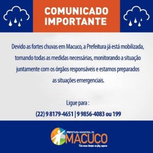 Alerta de Chuvas - Defesa Civil de Macuco