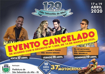 Festa cancelada em São Sebastião do Alto