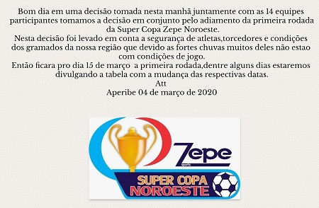 Suspensão da Copa Noroeste 2020