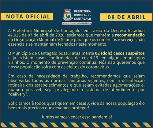 Nota Oficial - Cantagalo