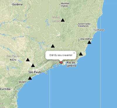 Mapa com a localização do evento. O ponto vermelho indica o epicentro do tremor e os triângulos indicam as estações que registraram o evento