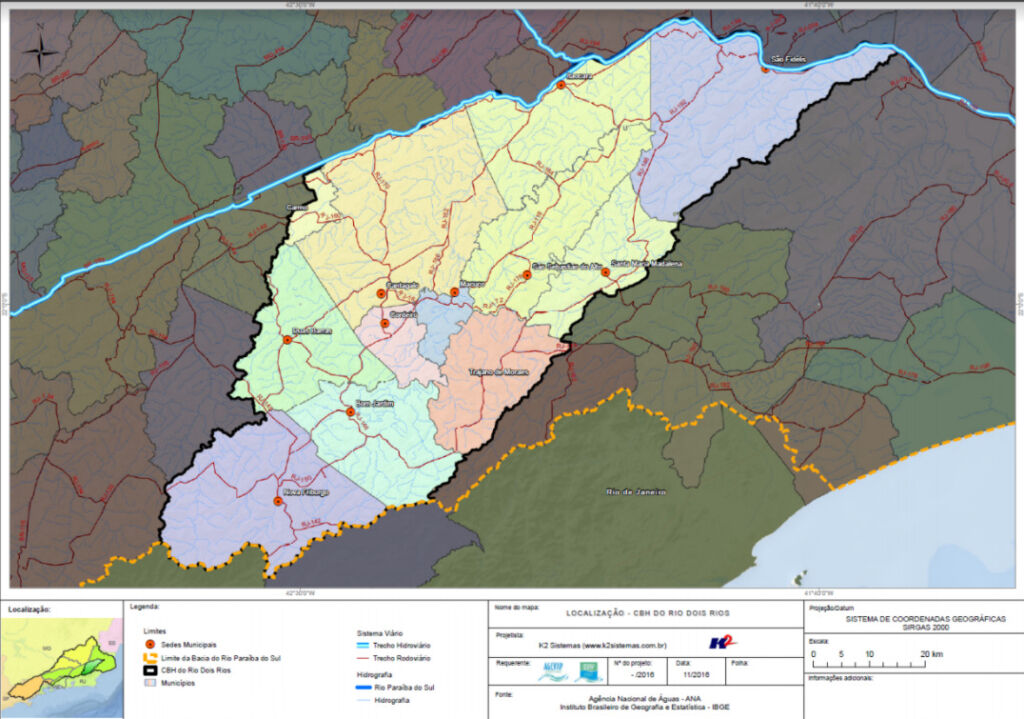 Mapa da região hidrográfica