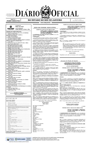 Decreto do governador publicado no dia 07/04 no Diário Oficial