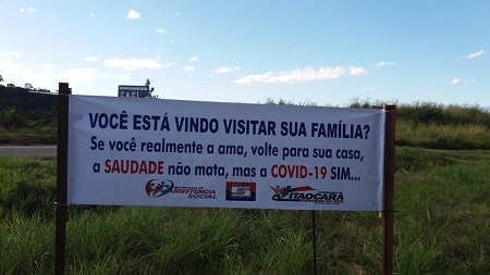 Prefeitura de Itaocara coloca faixas de conscientização na entrada da cidade