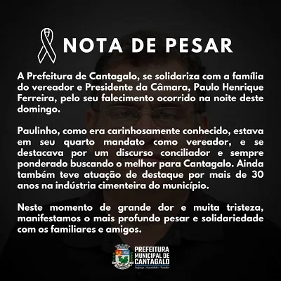 Paulinho Ferreira, presidente da Câmara de Cantagalo, morre de Covid-19