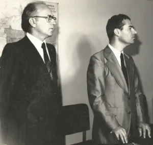Professor Herdy e Celso Frauches, em registro de 1985