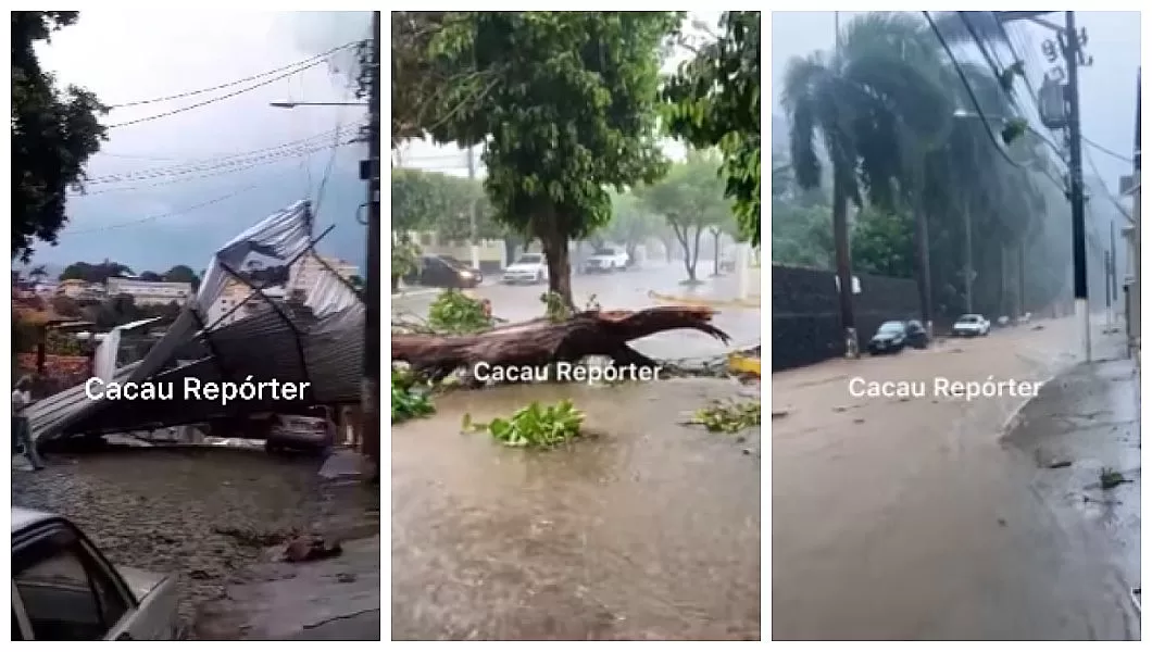 Temporal, com forte chuva e rajadas de vento, atinge o município do Carmo