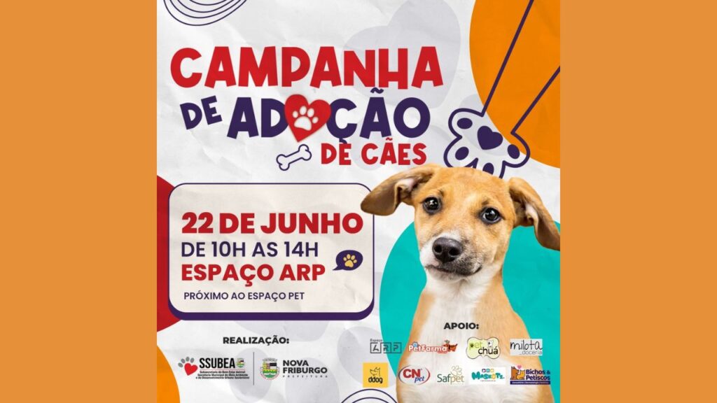 Nova campanha de adoção de cães será realizada neste sábado, 22 de junho