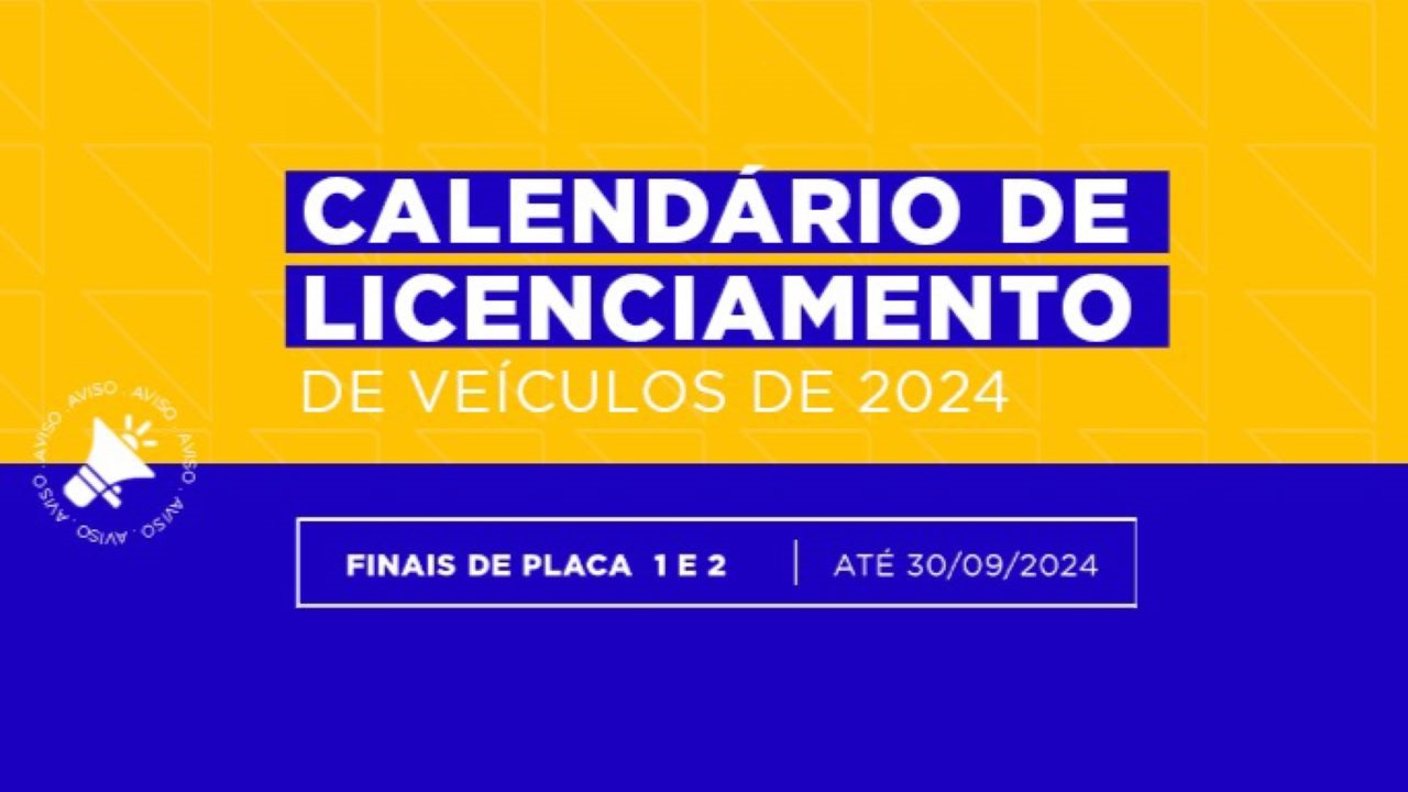 Prazo de licenciamento para veículos com finais de placa 1 e 2 termina segunda-feira (30/9)