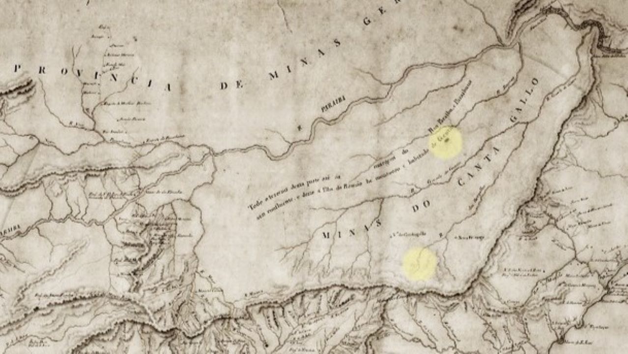 Mapa das Novas Minas de Cantagalo, área dominada por Mão de Luva durante 26 anos