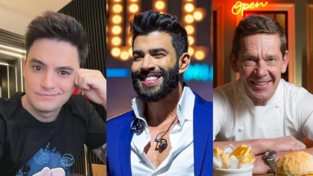 O youtuber Felipe Neto (esq.), o cantor Gusttavo Lima (centro) e o empresário Júnior Durski (dir.) foram contemplados pelo Perse