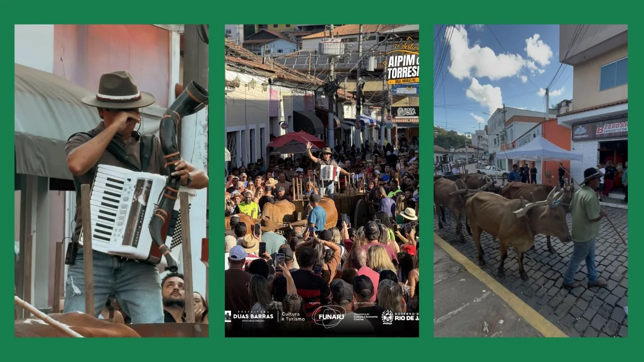 Cesário Ramos se apresenta em cima de carro de boi durante festival em Duas Barras