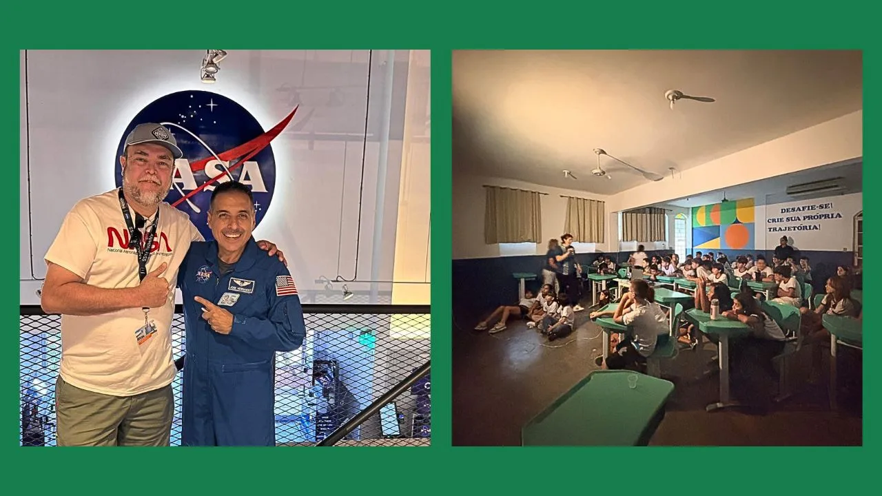 Astrônomo amador, Eduardo Baldacci ministra palestra para alunos do Colégio Paulo Cezar, em Cordeiro
